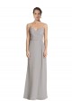 Achat Argent Fourreau Bretelles spaghetti Mousseline Longue Robes demoiselle d'honneur