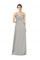 Achat Argent Trapèze Col V Mousseline Longue Robes demoiselle d'honneur