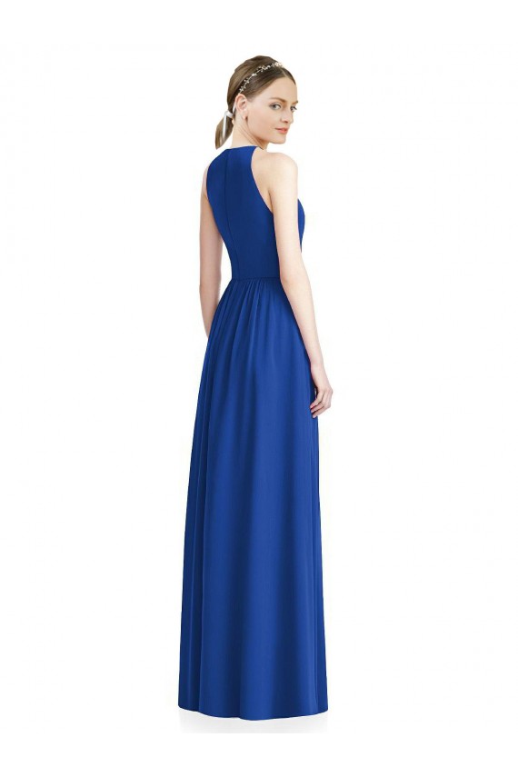 Achat Argent Trapèze Licou Mousseline Longue Robes demoiselle d'honneur