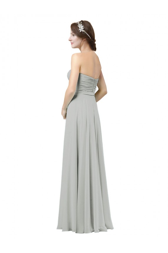 Achat Argent Trapèze Mousseline Longue Robes demoiselle d'honneur