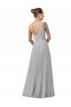 Achat Argent Trapèze Tulle Longue Robes demoiselle d'honneur