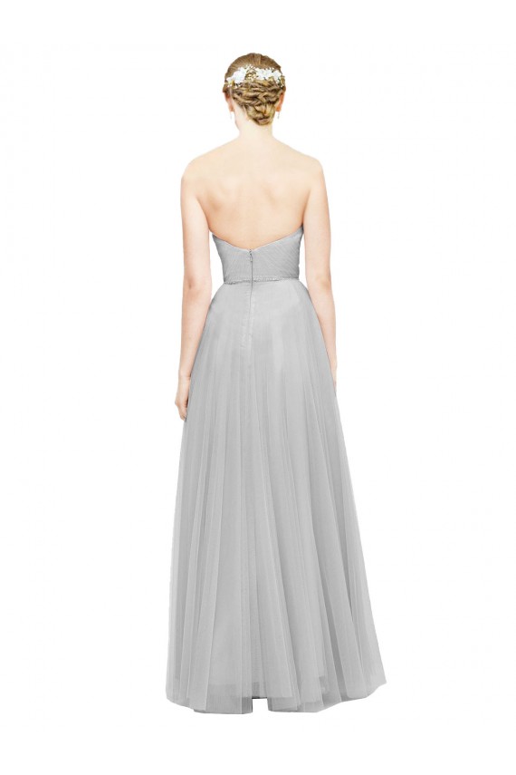 Achat Argent Trapèze Tulle Longue Robes demoiselle d'honneur