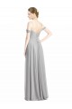 Achat Argent Trapèze Épaule Dénudée Bretelles spaghetti Mousseline Longue Robes demoiselle d'honneur
