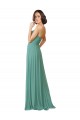 Achat Argent islandais Trapèze Bretelles spaghetti Mousseline Longue Robes demoiselle d'honneur
