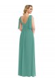 Achat Argent islandais Trapèze Col V Mousseline Longue Robes demoiselle d'honneur