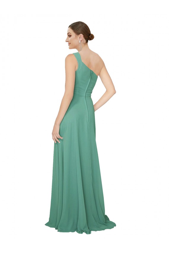 Achat Argent islandais Trapèze Sans bretelle Mousseline Longue Robes demoiselle d'honneur