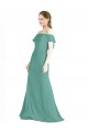 Achat Argent islandais Trapèze Épaule Dénudée Mousseline Longue Robes demoiselle d'honneur