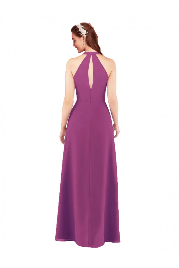 Achat Baie sauvage Fourreau Col V Mousseline Longue Robes demoiselle d'honneur