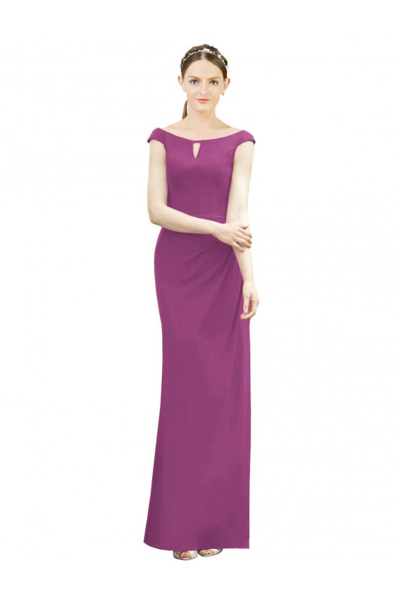 Achat Baie sauvage Sirène Col Bateau Col Haut Mousseline Longue Robes demoiselle d'honneur