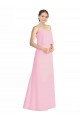Achat Barely Rose Trapèze Bretelles spaghetti Mousseline Longue Robes demoiselle d'honneur