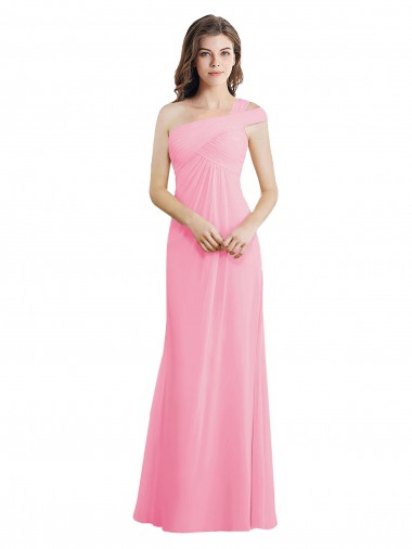 Achat Barely Rose Trapèze Mousseline Longue Robes demoiselle d'honneur