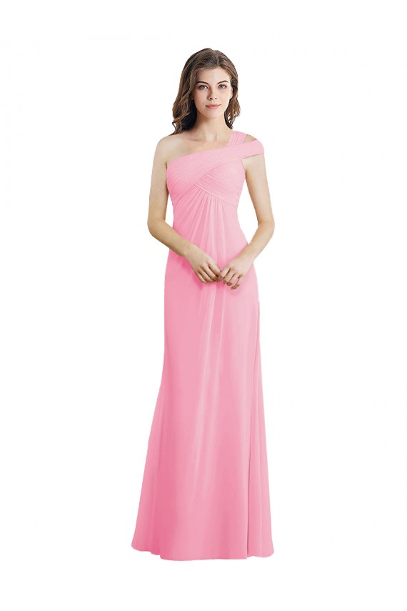Achat Barely Rose Trapèze Mousseline Longue Robes demoiselle d'honneur