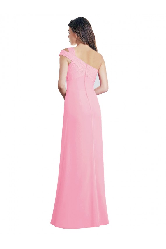 Achat Barely Rose Trapèze Mousseline Longue Robes demoiselle d'honneur