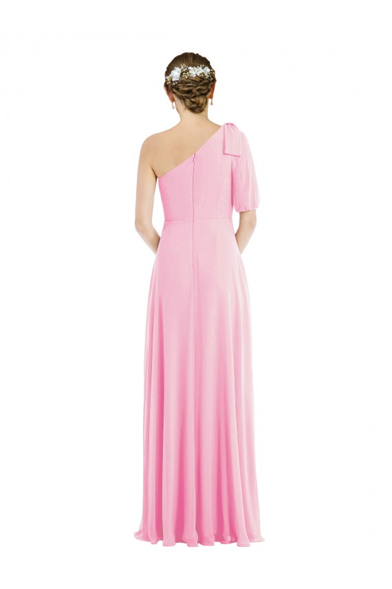 Achat Barely Rose Trompette Mousseline Longue Robes demoiselle d'honneur