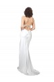 Achat Blanc Fourreau Balayage train Satiné Soyeux Simple Plage Robes de mariée