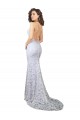 Achat Blanc Fourreau Col Haut Balayage train Dentelle Robes de mariée