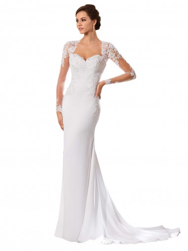 Achat Blanc Fourreau Mousseline Dentelle Robes de mariée