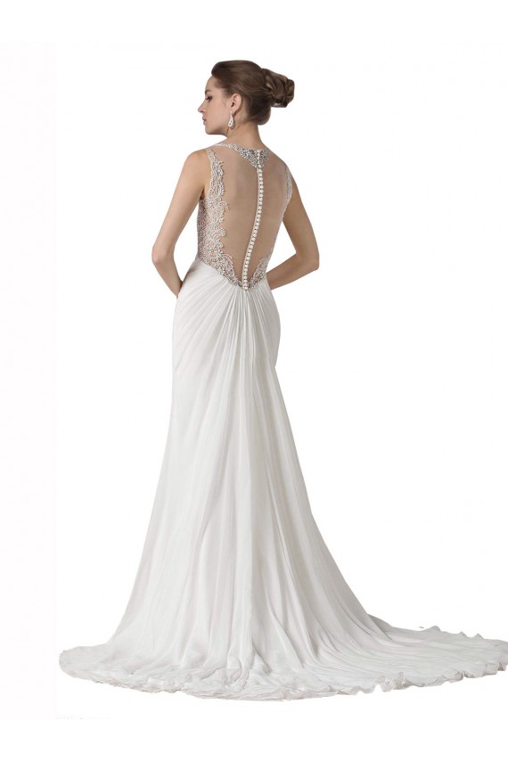 Achat Blanc Fourreau Mousseline Plage Robes de mariée