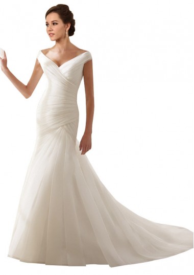 Achat Blanc Fourreau Épaule Dénudée Tulle Robes de mariée