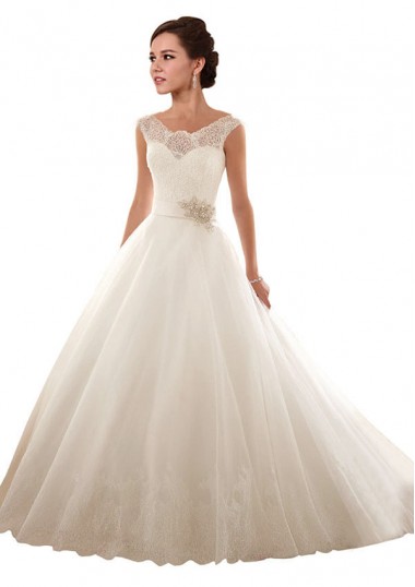 Achat Blanc Princesse Épaule Dénudée Tulle Dentelle Robes de mariée