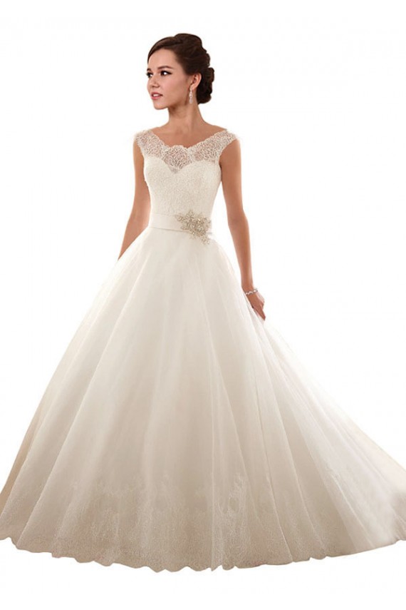 Achat Blanc Princesse Épaule Dénudée Tulle Dentelle Robes de mariée