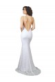 Achat Blanc Sirène Col Haut Balayage train Dentelle Robes de mariée