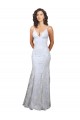 Achat Blanc Sirène Col V Crêpe Stretch Paillette Tulle Longue Formelles Robes demoiselle d'honneur / Robes de soirée / Robes de bal