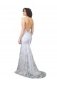 Achat Blanc Sirène Col V Crêpe Stretch Paillette Tulle Longue Formelles Robes demoiselle d'honneur / Robes de soirée / Robes de bal