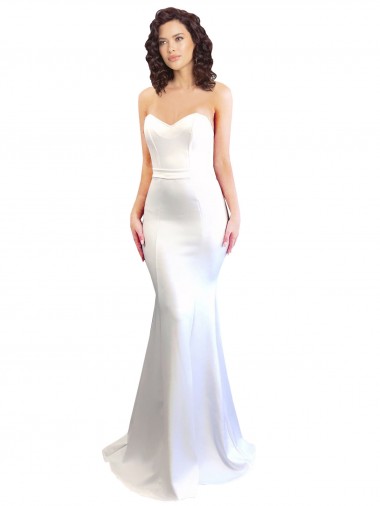 Achat Blanc Sirène Sans bretelle Col Haut Crêpe Stretch Longue Formelles Robes demoiselle d'honneur / Robes de soirée / Robes de bal