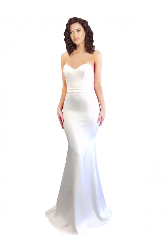 Achat Blanc Sirène Sans bretelle Col Haut Crêpe Stretch Longue Formelles Robes demoiselle d'honneur / Robes de soirée / Robes de bal