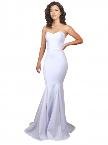 Achat Blanc Sirène Sans bretelle Col Haut Crêpe Stretch Simple Plage Robes de mariée