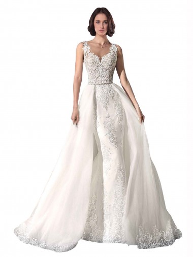 Achat Blanc Sirène Tulle Dentelle Robes de mariée