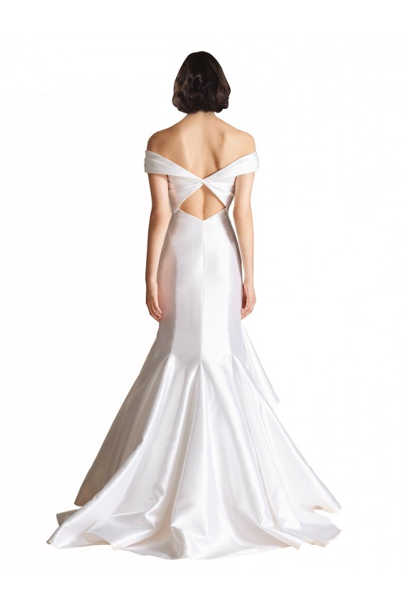 Achat Blanc Sirène Épaule Dénudée Satiné Plage Robes de mariée