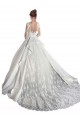 Achat Blanc Trapèze Illusion Traîne cathédrale Satiné Dentelle Robes de mariée