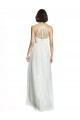 Achat Blanc Trapèze Licou Col Haut Tulle Longue Robes demoiselle d'honneur