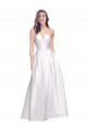 Achat Blanc Trapèze Sans bretelle Satiné Stretch Longue Formelles Robes demoiselle d'honneur / Robes de soirée / Robes de bal
