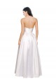Achat Blanc Trapèze Sans bretelle Satiné Stretch Longue Formelles Robes demoiselle d'honneur / Robes de soirée / Robes de bal