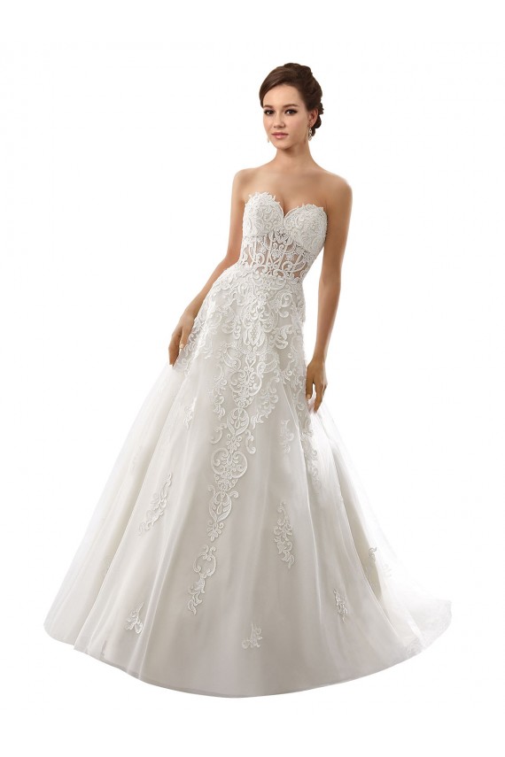 Achat Blanc Trapèze Tulle Dentelle Robes de mariée