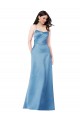 Achat Bleu ciel Fourreau Bretelles spaghetti Col Carré Satiné Longue Formelles Robes demoiselle d'honneur / Robes de soirée / Robes de bal