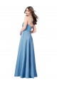 Achat Bleu ciel Fourreau Bretelles spaghetti Col Carré Satiné Longue Formelles Robes demoiselle d'honneur / Robes de soirée / Robes de bal