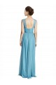 Achat Bleu ciel Trapèze Bretelles spaghetti Col V Tulle Longue Robes demoiselle d'honneur