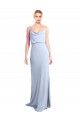 Achat Bleu ciel clair Fourreau Col Haut Crêpe Stretch Longue Formelles Robes demoiselle d'honneur / Robes de soirée / Robes de bal