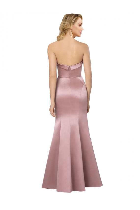 Achat Bleu ciel clair Fourreau Sans bretelle Satiné Longue Formelles Robes demoiselle d'honneur / Robes de soirée / Robes de bal