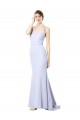 Achat Bleu ciel clair Sirène Bretelles spaghetti Crêpe Stretch Longue Formelles Robes demoiselle d'honneur / Robes de soirée / Robes de bal