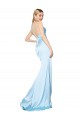 Achat Bleu ciel clair Sirène Col Haut Bretelles spaghetti Satiné Stretch Longue Formelles Robes demoiselle d'honneur / Robes de soirée / Robes de bal