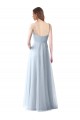 Achat Bleu ciel clair Trapèze Bretelles spaghetti Col V Tulle Longue Robes demoiselle d'honneur