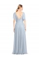 Achat Bleu ciel clair Trapèze Bretelles spaghetti Col V Tulle Longue Robes demoiselle d'honneur