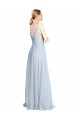 Achat Bleu ciel clair Trapèze Bretelles spaghetti Col V Tulle Longue Robes demoiselle d'honneur