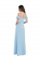Achat Bleu ciel clair Trapèze Bretelles spaghetti Mousseline Longue Robes demoiselle d'honneur