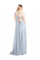 Achat Bleu ciel clair Trapèze Bretelles spaghetti Tulle Longue Robes demoiselle d'honneur